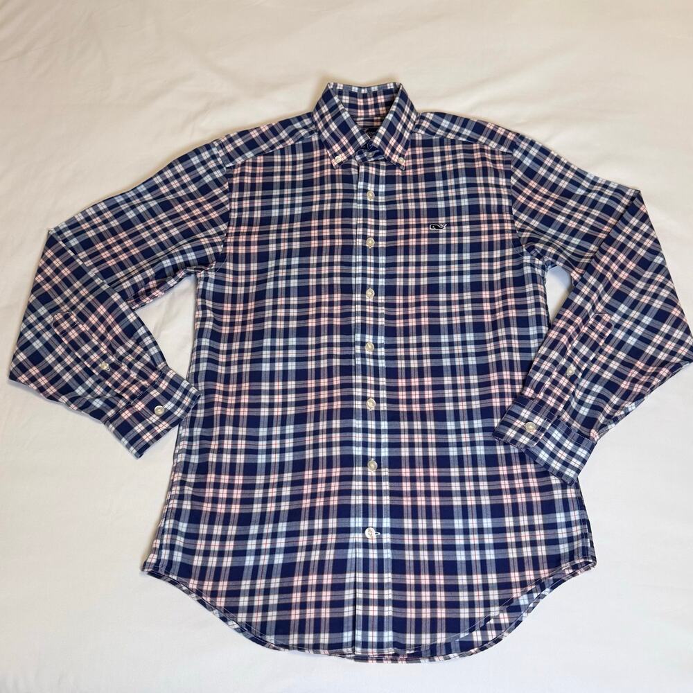 Vineyard Vines Men's XS Plaid Button Down Shirt Long Sleeve Red Blue and White